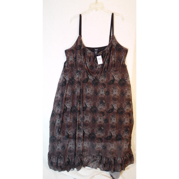 Hot Topic Dress 4X 26 Black‎ Cosmic Aura Celestial Sun Mesh Cami Dress Maxi NWT - Picture 3 of 10